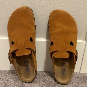 Birkenstock Suede Mules in Tan